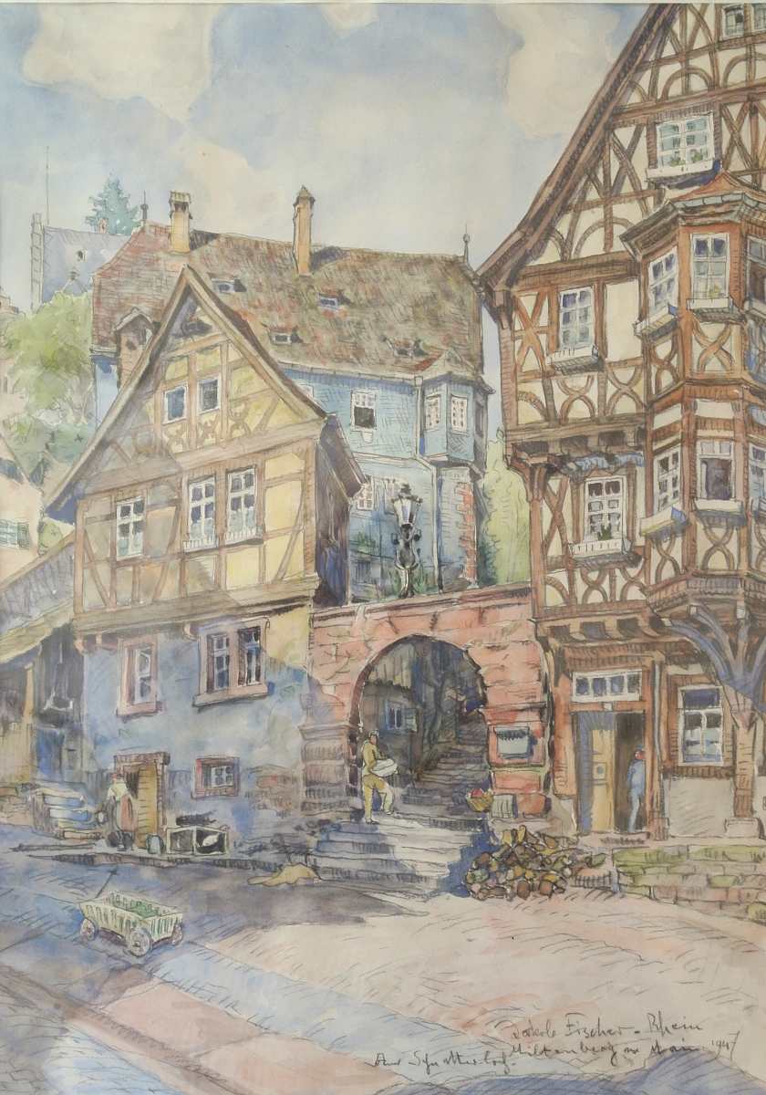 Miltenberg am Main, am Schnatterloch, 1947, Aquarell auf Papier, für vergrößerte Ansicht anklicken!