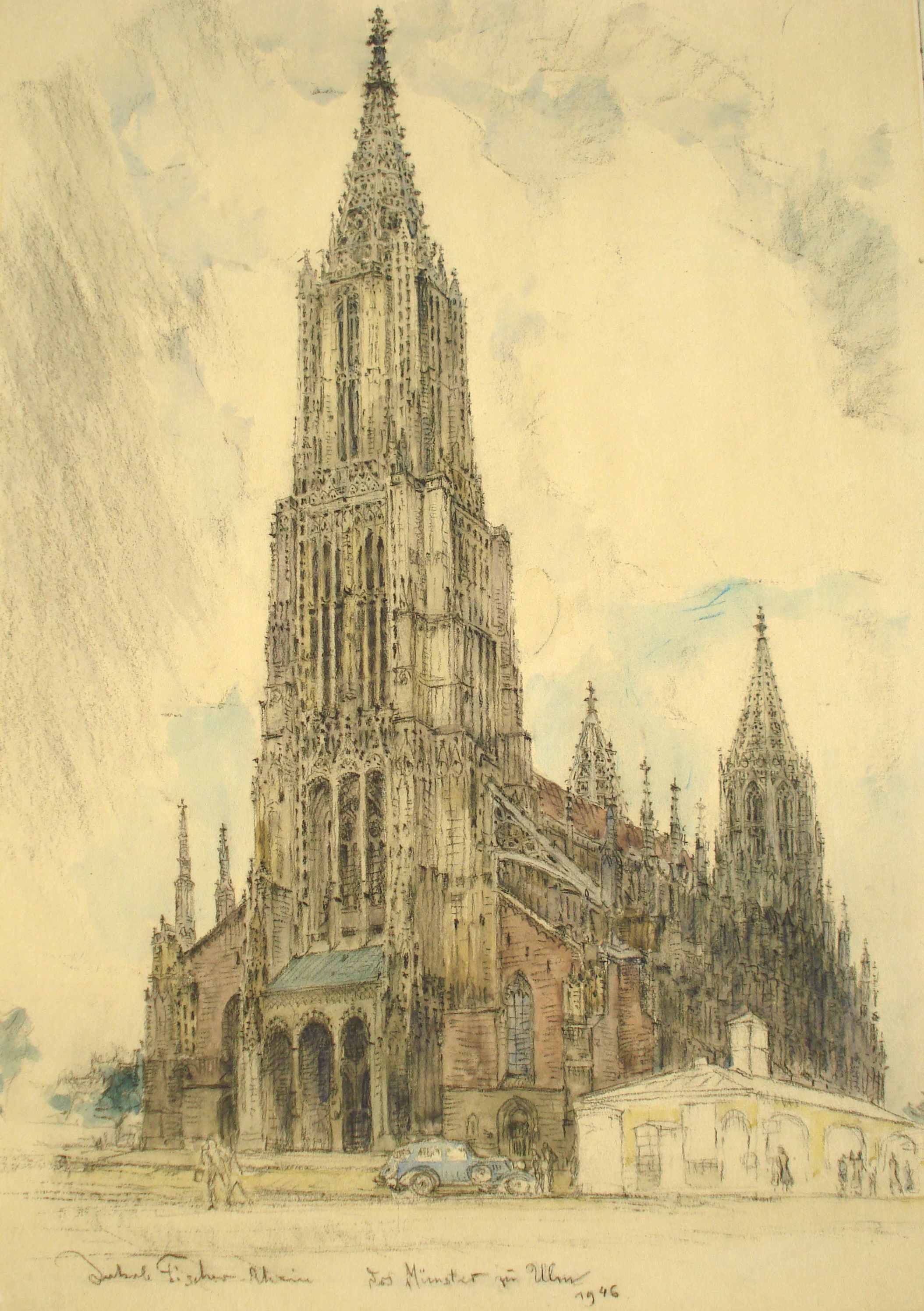 Das Münster zu Ulm, 1946, für vergrößerte Ansicht anklicken!