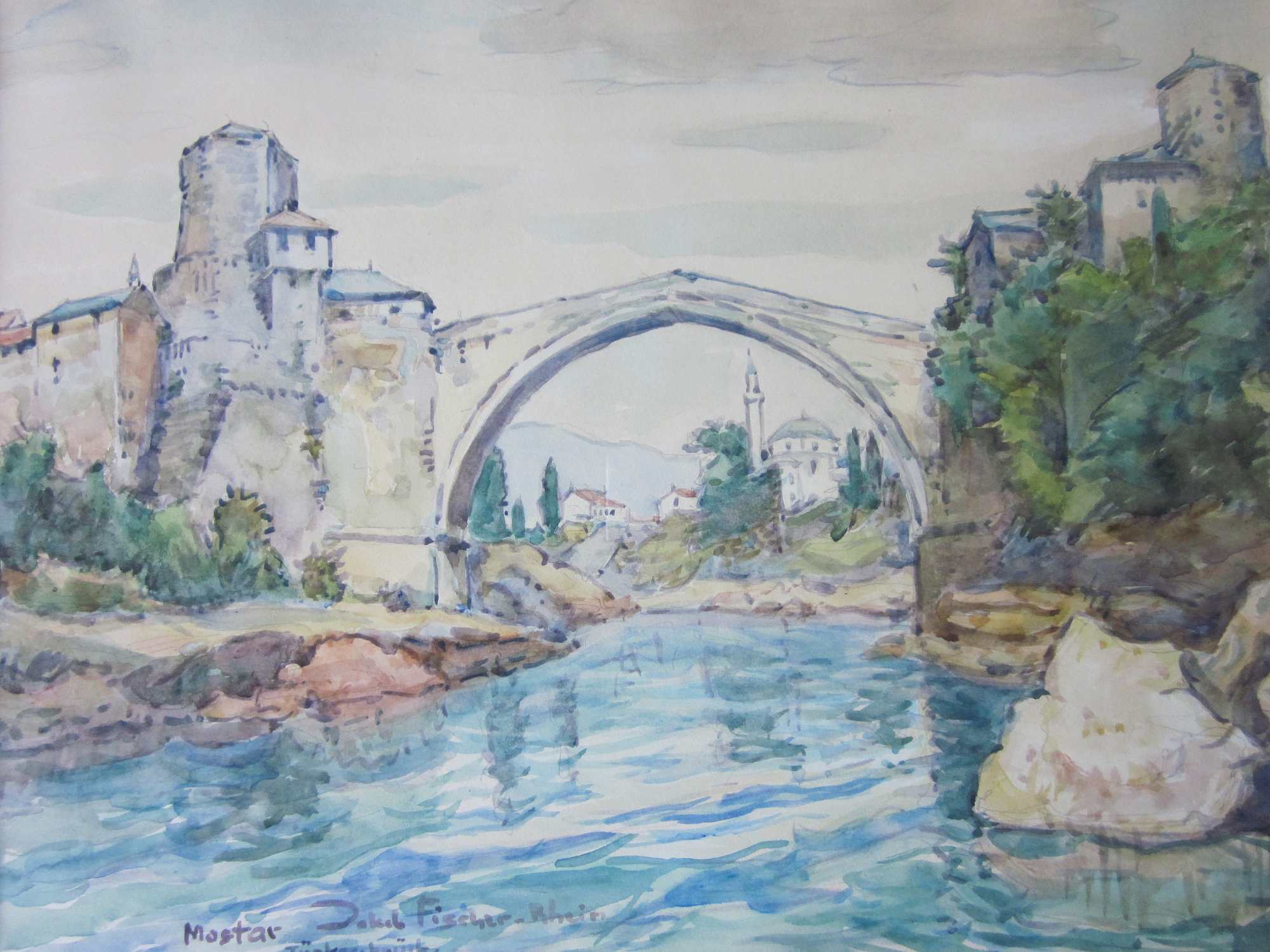 Türkenbrücke Mostar, ohne Jahr, für vergrößerte Ansicht anklicken!